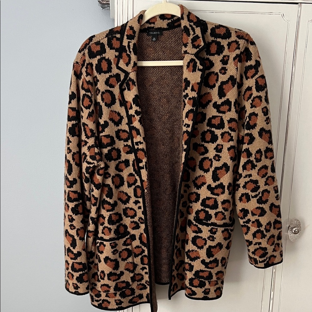 Talbots Animal Print Knit Cardigan